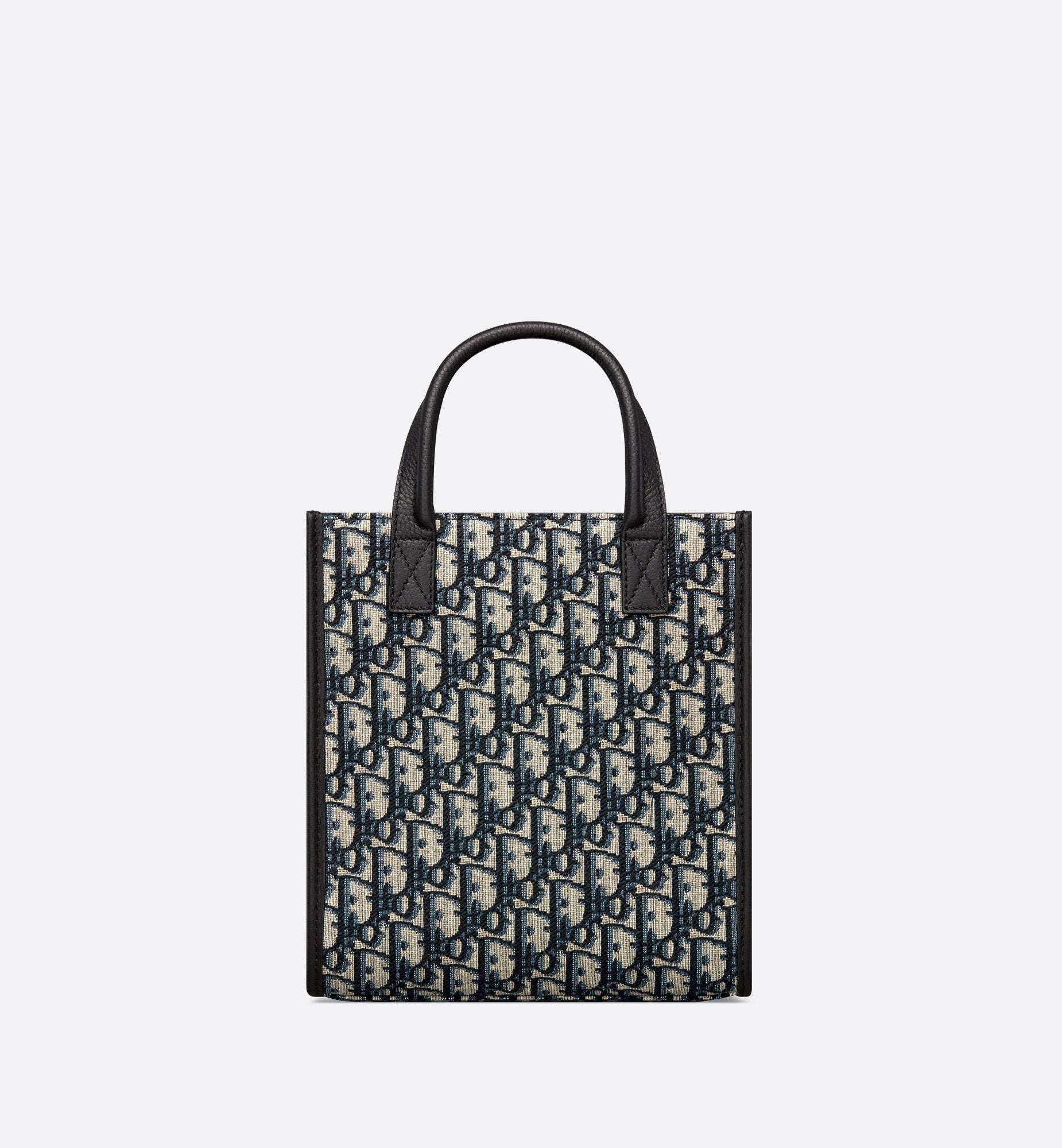 Safari North-South Tote Bag Beige And Black Dior Oblique Jacquard