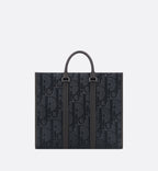 East-West Tote Bag Black Maxi Dior Oblique Jacquard And Black Grained Calfskin