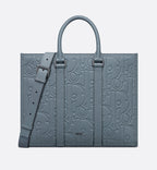 Medium East-West Tote Bag Deep Gray Dior Gravity Leather And Deep Gray Grained Calfskin