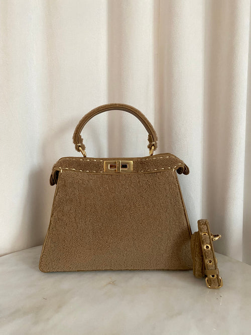 Fendi Camel Peekaboo I See U Medium Handle Bag