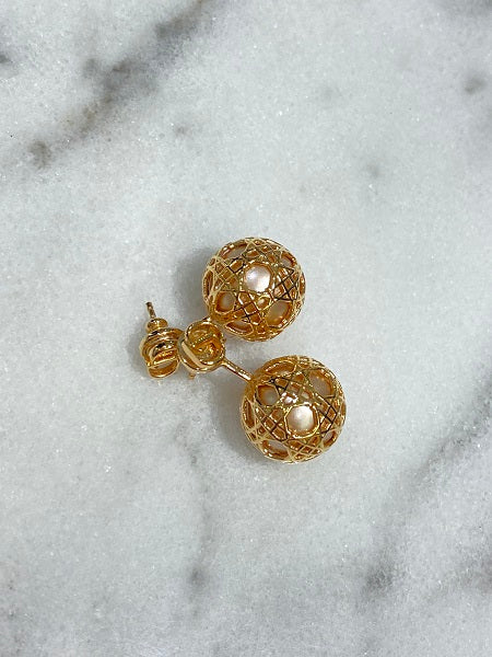 Christian Dior Gold Pearl Secret Cannage Mise En Dior Tribales Earrings