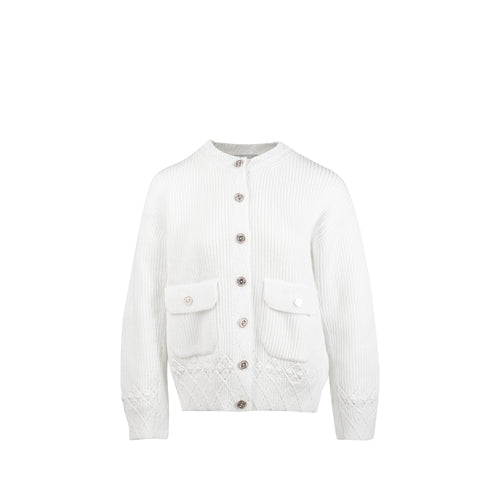 Chanel Size 38 25P Jacket Cotton/Mixed Fibres White SHW
