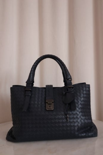 Bottega Veneta Blue Intrecciato Nappa Roma Medium Bag