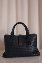 Bottega Veneta Blue Intrecciato Nappa Roma Medium Bag