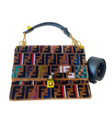 Fendi Multicolor Velvet Kan I Top Handle Bag