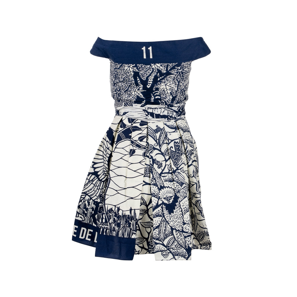 DIOR Size 34 Dress Fantaisie Cotton Navy/White