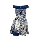 DIOR Size 34 Dress Fantaisie Cotton Navy/White