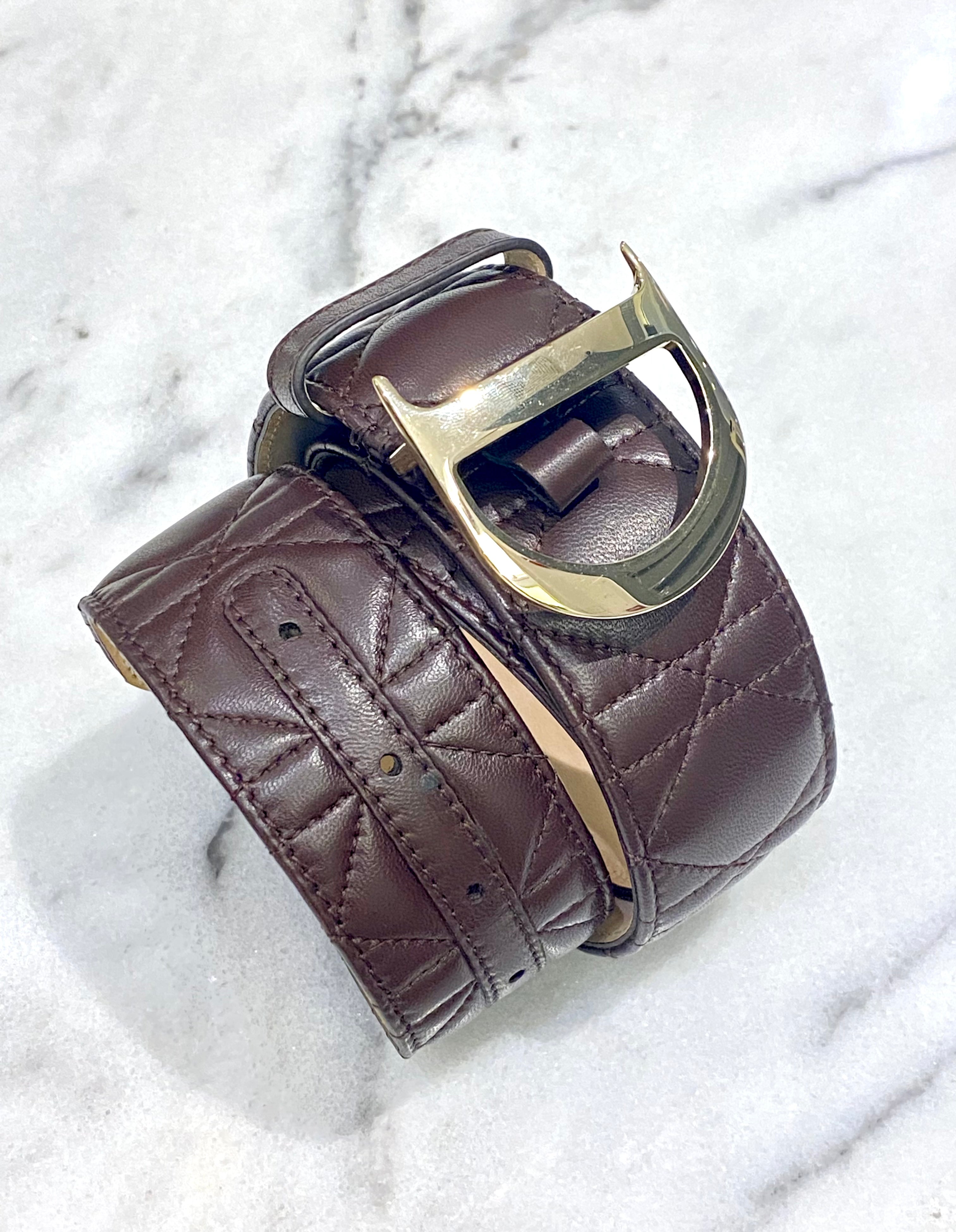 Christian Dior Brown Cannage Belt