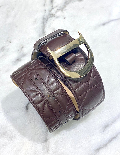 Christian Dior Brown Cannage Belt