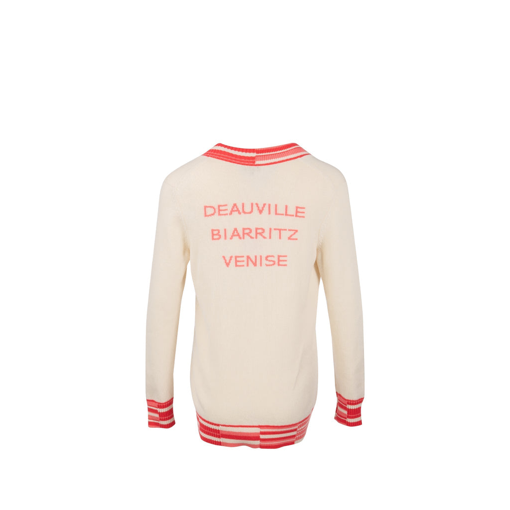 Chanel Size 36 Deauville Biarritz Venise Cardigan Cashmere Ecru/Pink/Coral