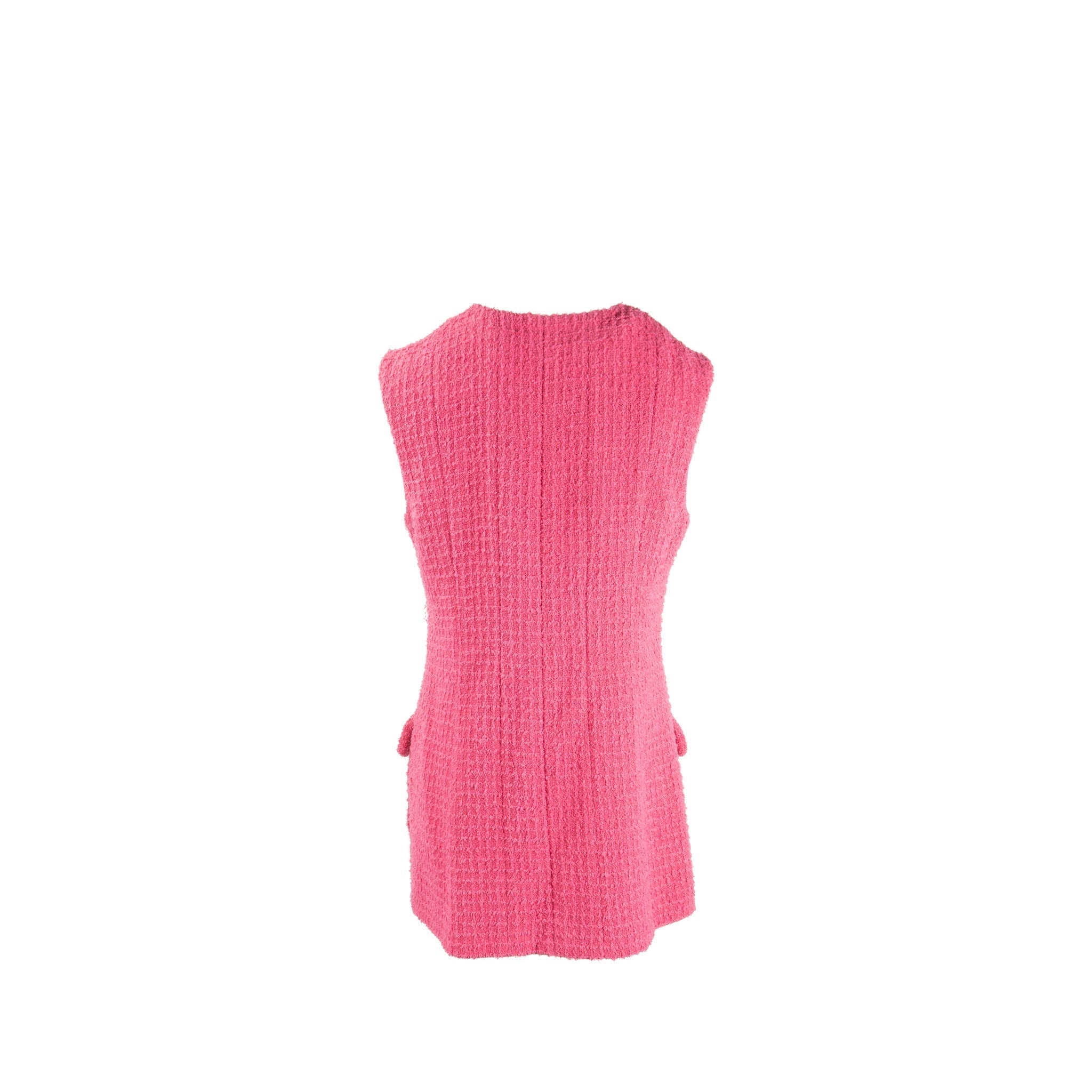Chanel Size 40 22s Runway Tweed Vest Cotton Pink