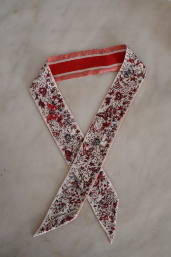 Christian Dior Multicolor Floral Mitzah Twilly W/ Christian Dior Logo