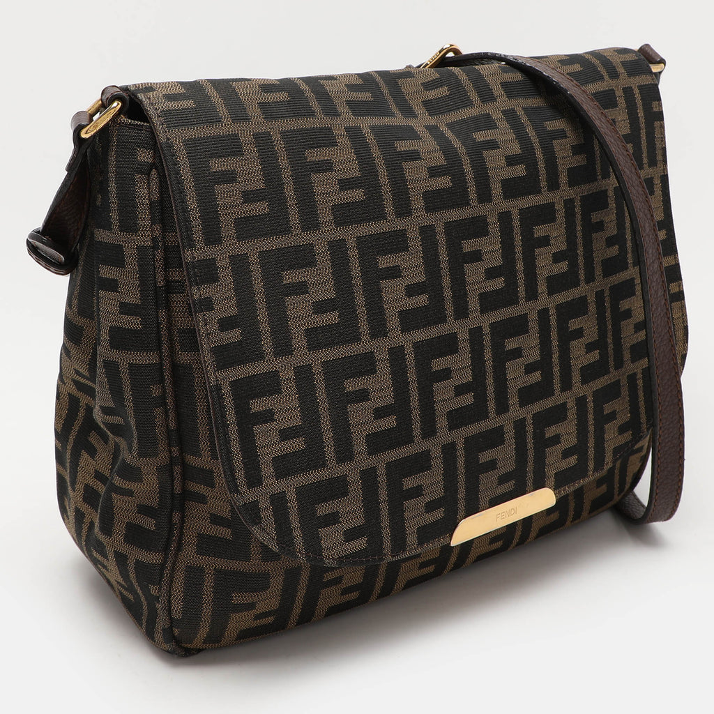Fendi Zucca Canvas Flap Crossbody Bag