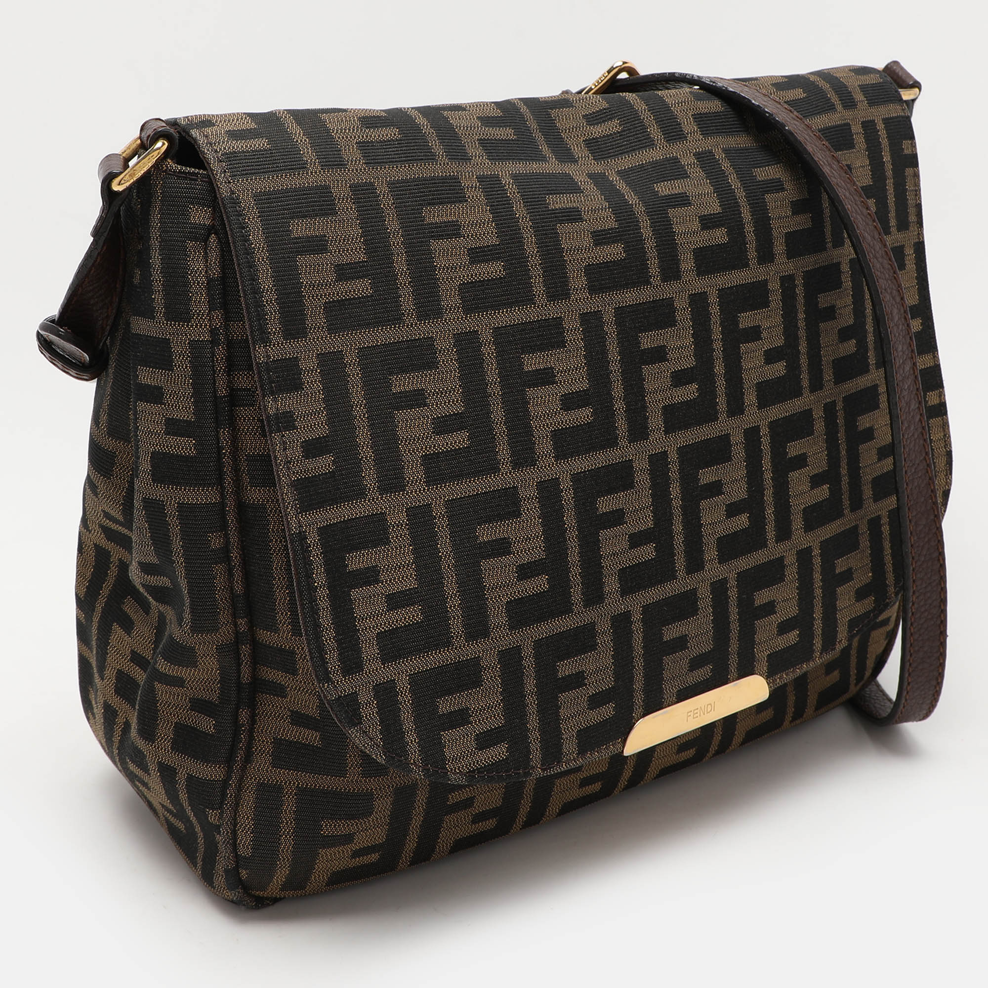 Fendi Zucca Canvas Flap Crossbody Bag