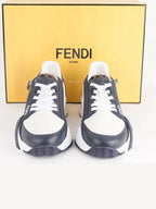 Fendi Flow FF Jacquard Leather Running Low Top Sneakers Blue
