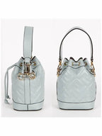 Fendi Mon Tresor FF Motif Leather Mini Bucket Bag Light Blue