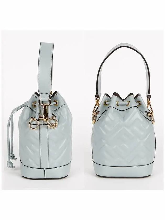 Fendi Mon Tresor FF Motif Leather Mini Bucket Bag Light Blue