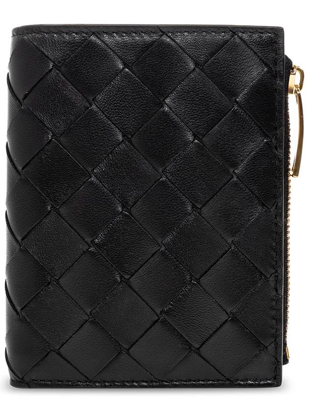 Bottega Veneta Intrecciato Small Leather Half Wallet Black