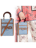 Fendi Mini Sunshine Denim Shopper Bag Blue