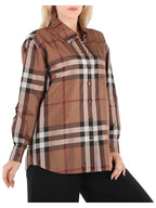 Burberry Burberry Ladies Carlota Silk Twill Printed Shirt In Brown, Brand Size 4 (US Size 2)