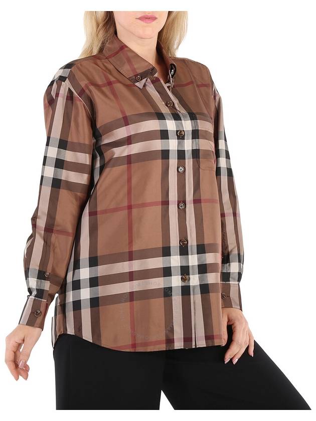 Burberry Burberry Ladies Carlota Silk Twill Printed Shirt In Brown, Brand Size 4 (US Size 2)