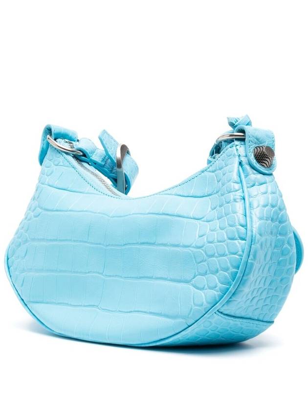 Balenciaga Le Cagole XS  Crocodile Embossed Shoulder Bag Blue Sky