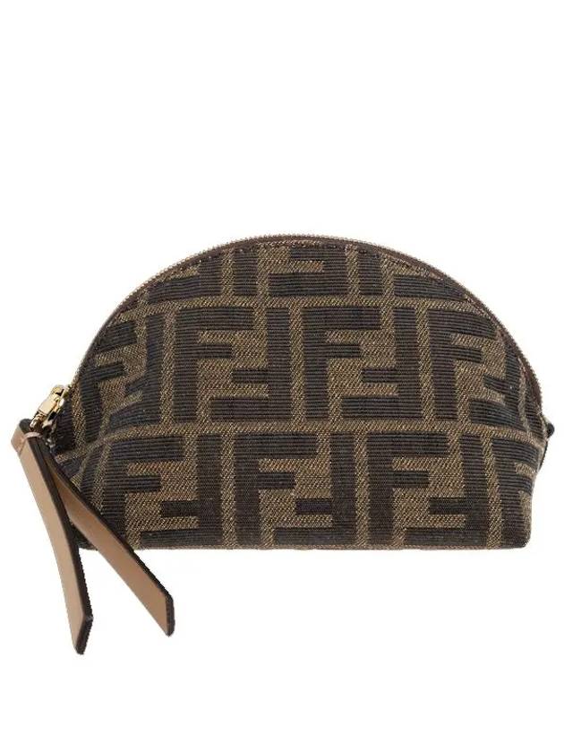 Fendi Baguette Small  FF Jacquard Fabric Pouch Bag Brown