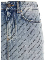 Balenciaga short skirt 744972 TQW66 4141 ICED BLUE