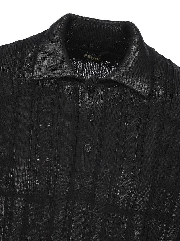 Fendi FF Motif Wool Polo Shirt Black
