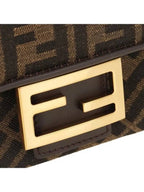 Fendi Baguette Chain FF Jacquard Medium Cross Bag Brown