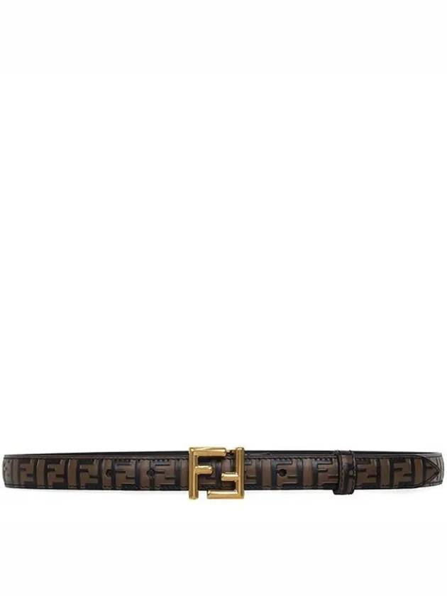 Fendi FF Square Stud Buckle Leather Belt Brown