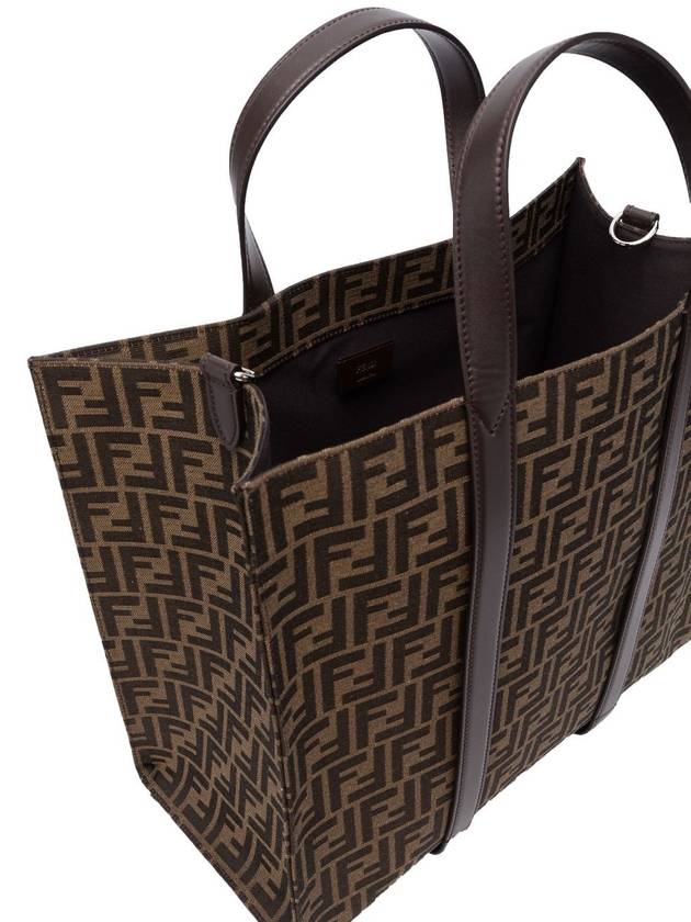 Fendi FF Jacquard Fabric Shopper Tote Bag Brown
