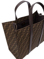 Fendi FF Jacquard Fabric Shopper Tote Bag Brown