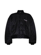 Balenciaga Embroidered Logo Bomber Jacket Black