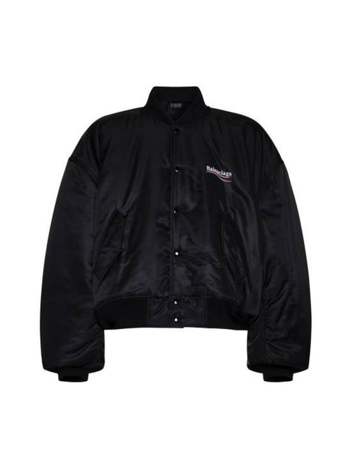 Balenciaga Embroidered Logo Bomber Jacket Black