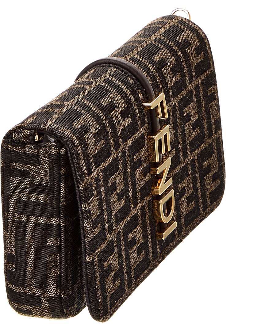 FENDI Fendigraphy FF Canvas & Leather Wallet On Chain