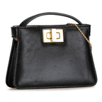 Fendi Nano Peacebu Chain Mini Shoulder Bag Charm 7AR993 Black G Leather  Fendi