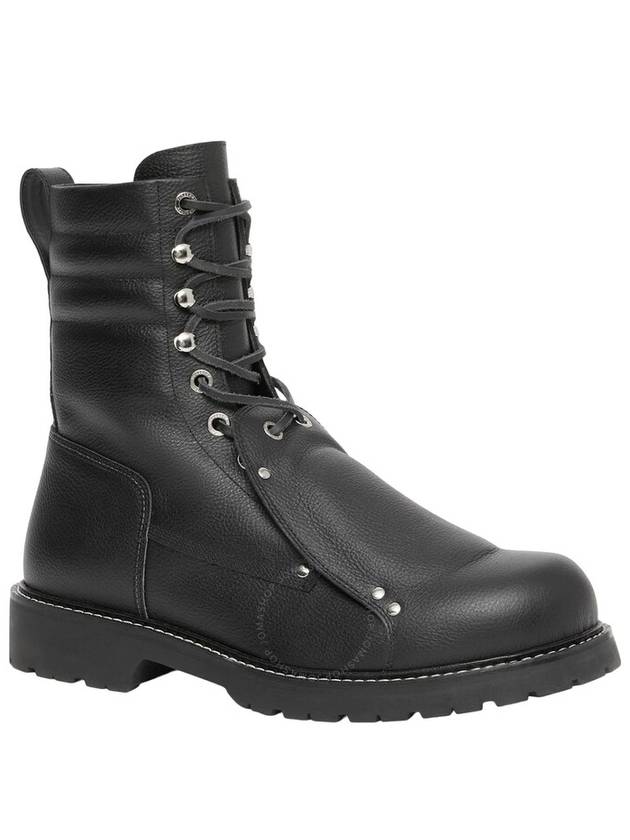 Burberry Burberry Lace Guard Detail Leather Ankle Boots, Brand Size 44 (US Size 11)