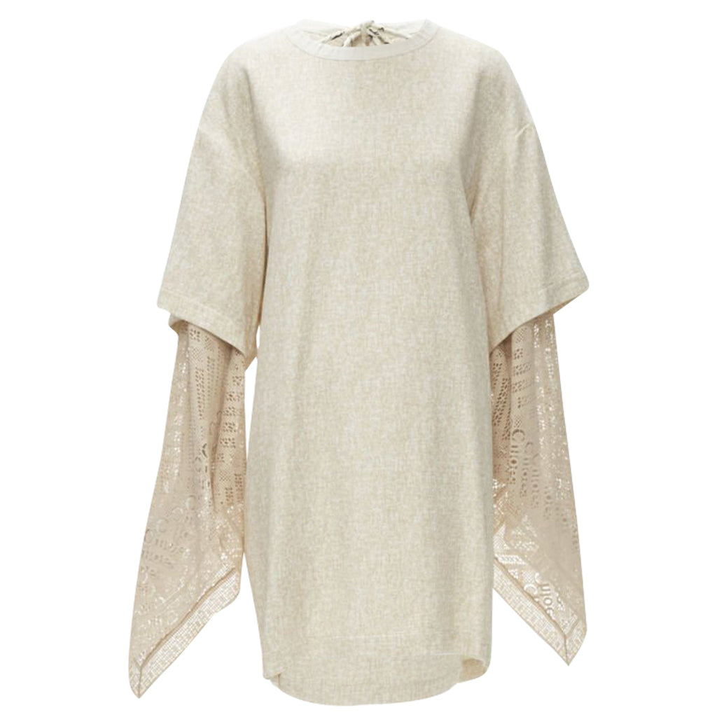 Chloe speckle crochet sleeves layered dress