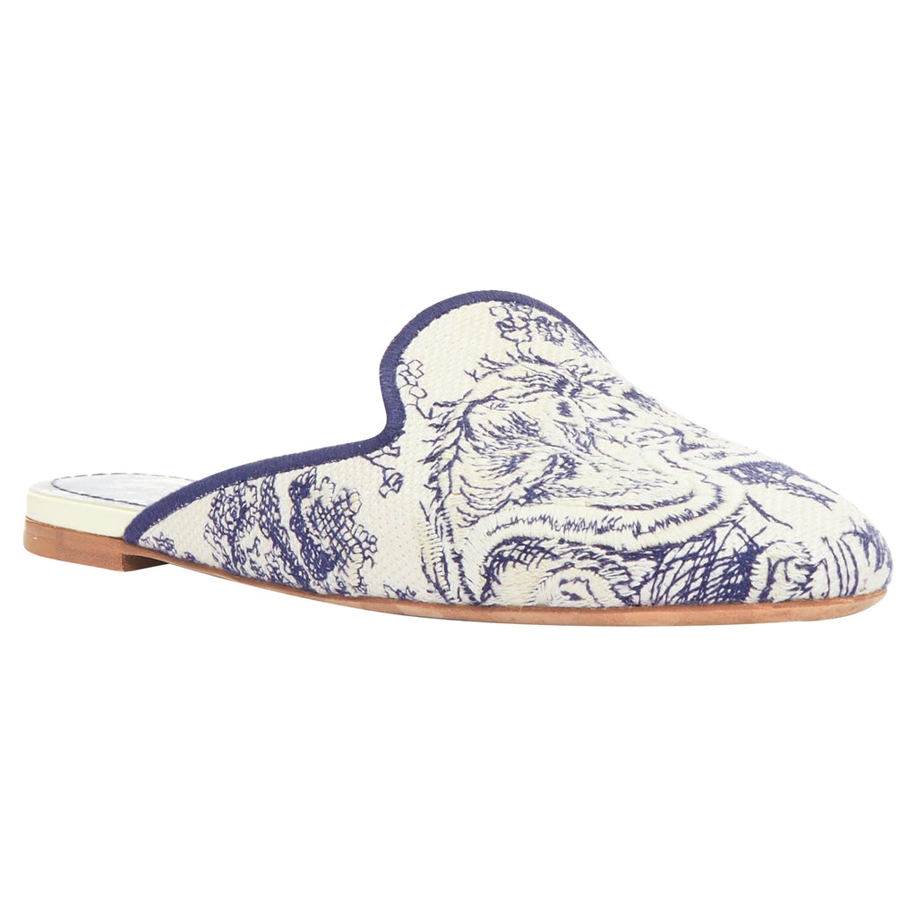 Christian Dior Toile De Jouy Print Canvas Mule Flats