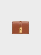 CELINE 16 Flap Shiny Calfskin Card Wallet Tan