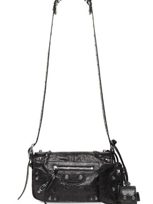 Balenciaga Zipper Stud Arena Lambskin Shoulder Bag Black