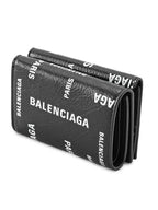Balenciaga Logo Print Half Wallet Black