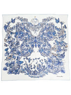 Butterfly Around The World 90 Square Scarf White Dior