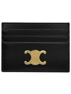 CELINE Triomphe Shiny Calfskin Card Wallet Black