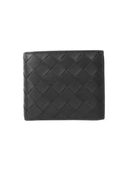 Bottega Veneta Intrecciato Coin Pocket Bifold Half Wallet Black
