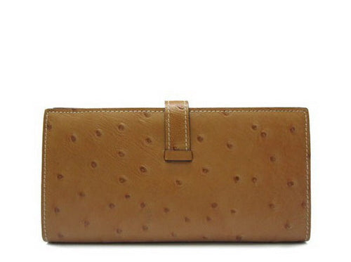 Hermes Wallet H1114 Ostrich Skin Coffee