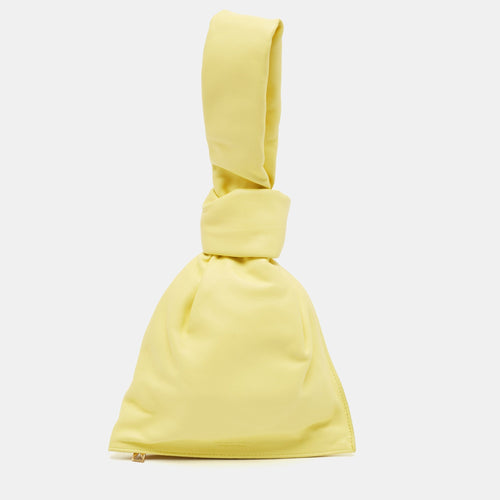 Bottega Veneta Yellow Leather Twist Clutch Bag
