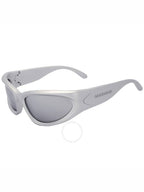 Balenciaga Eyewear Swift Acetate Oval Frame Sunglasses Silver