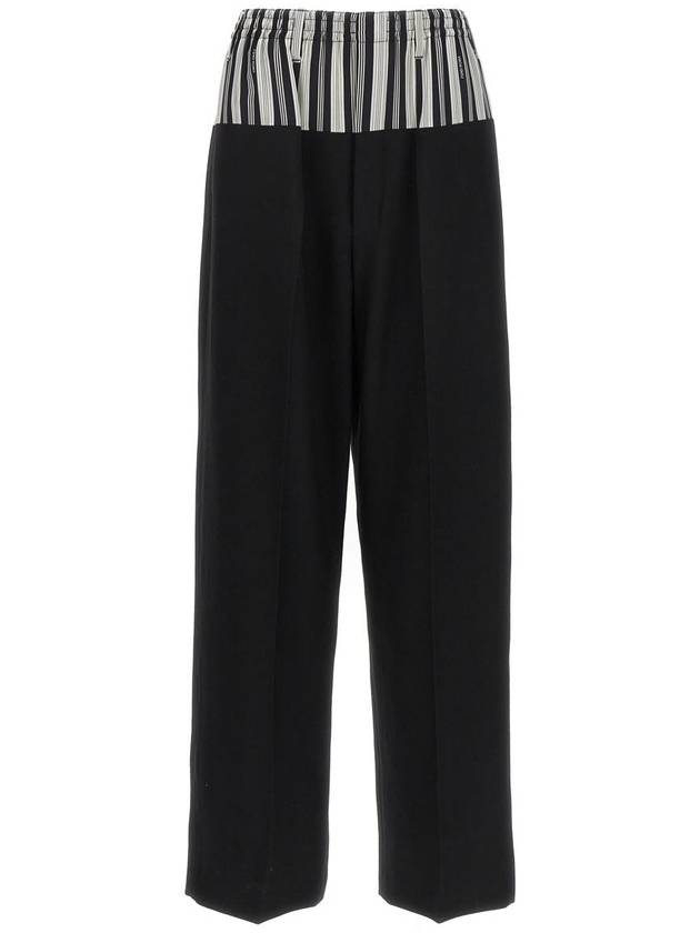 Fendi Wool Layered Wide Pants Black